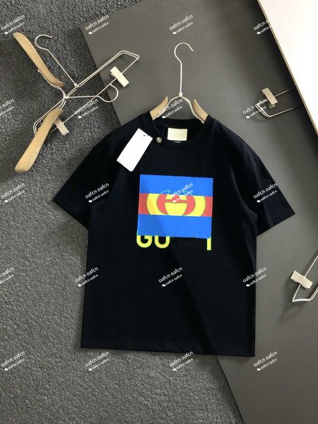 

luxury designer men's t-shirt classic letter embroidery short sleeve crew neck digital direct spray double ring black apricot top, White;black