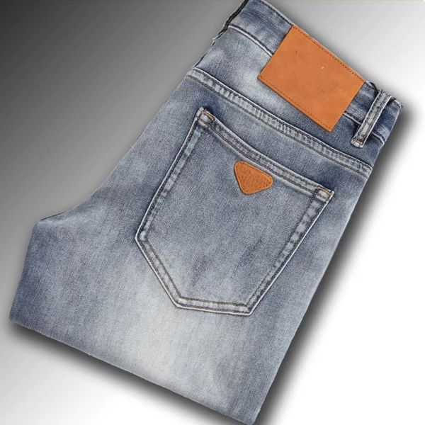 

classic new men's jeans fashion vaqueros montana designer high-end pure black jeans slim pants stretch youth trend, Blue