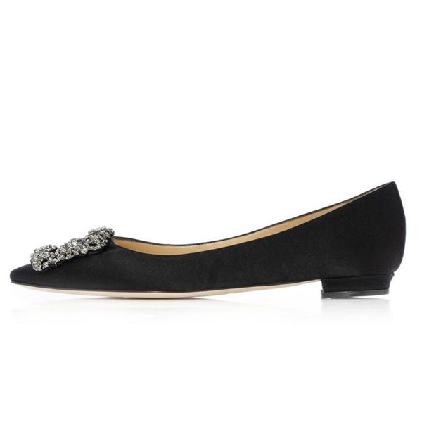 

fashion women ballet flats sandals pumps trendy ballerimu black white satin jewel buckle embellished italy classic pointed toe ballerinas sa