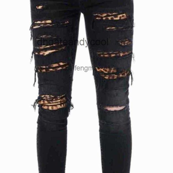 

designer shirts mens jean pants jeans t jean slp style fluffy leopard patstitched hole elastic black, Blue