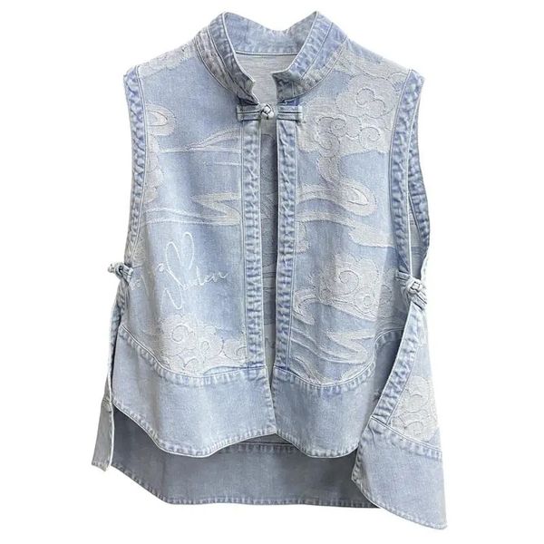 

women's vests fashion denim vest women's net infrared wear loose summer thin section outer wear vest jacket ttrendy 230322, Black;white