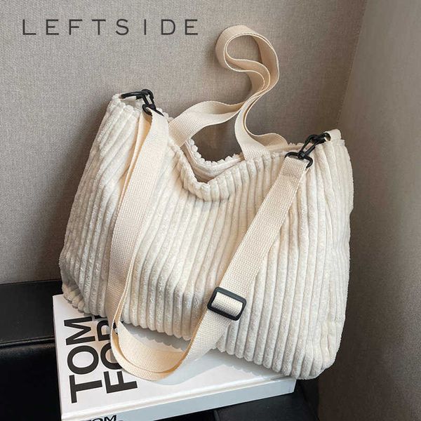 

shoulder bags solid soft corduroy handbags for women winter side bag vintage large shopper shopping zipper totes 230322