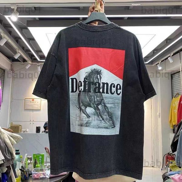 

men's t-shirts vintage high street t-shirt with round neck and short sleeves washed in lettering t230321, White;black