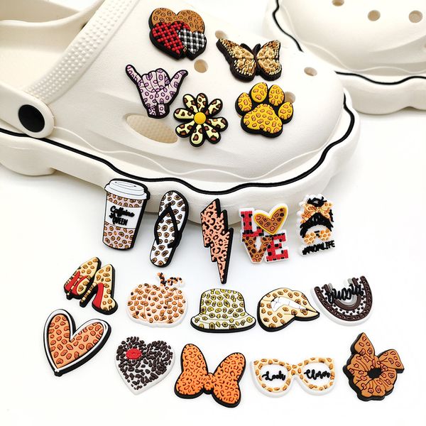 

anime charms wholesale childhood memories leopard pattern series funny gift cartoon charms shoe accessories pvc decoration buckle soft rubbe, Blue