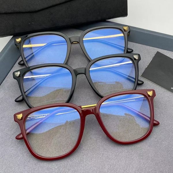 

2023 lux c346 big square frame for prescription glasses sunglasses acetate fullrim metal leg leopard carvd 58-18-145 fullset design case, Black
