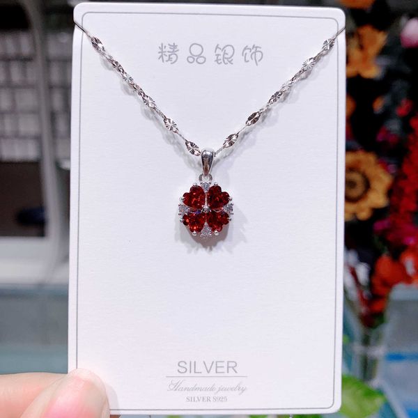 

pendant necklaces strands strings red lucky clover necklace japanese and korean s925 pure silver love inlaid diamond fashion simple clavicle