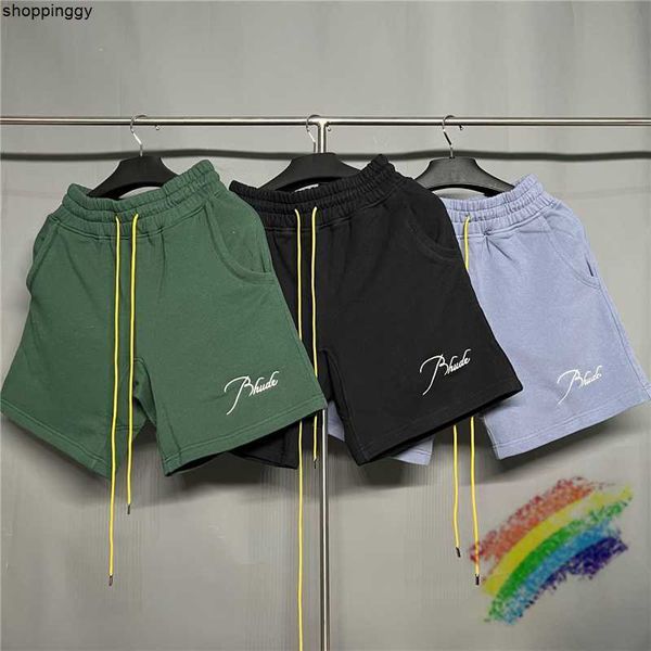 

shorts 2023ss rhude yellow drawstring embroidery breeches, White;black