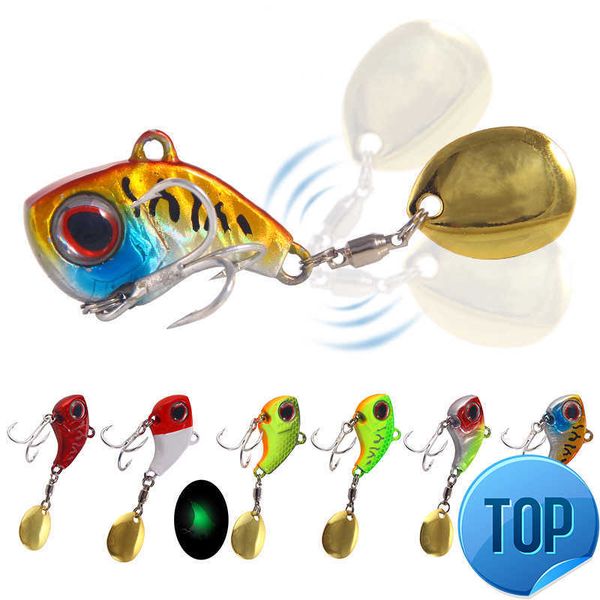 

1 pcs vib rotating metal fishing lure 9g 13g spoon hard bait winter ice fishing tackle crankfish bait vibration spinner