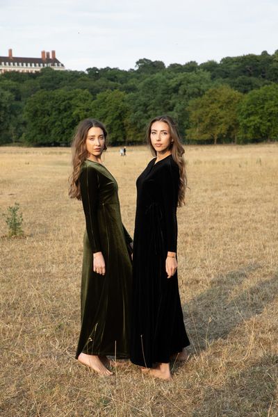 

family matching outfits velvet woman maxi dress s design robe family match mom and girls 230322, Blue