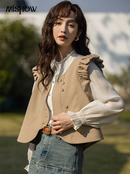 

women's vests mishow women's vest jackets spring korean v-neck single breasted sleeveless coats loose retro solid female mxc12w09, Black;white