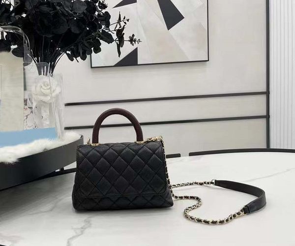 

10a high-end brand leather quilted wallet handbag cowhide wallet portable flap bag with box.