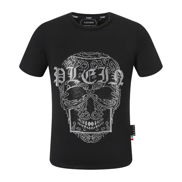 

plein bear t shirt mens designer tshirts brand clothing rhinestone pp skull men t-shirt round neck ss skull and plein with crystals hip hop, White;black