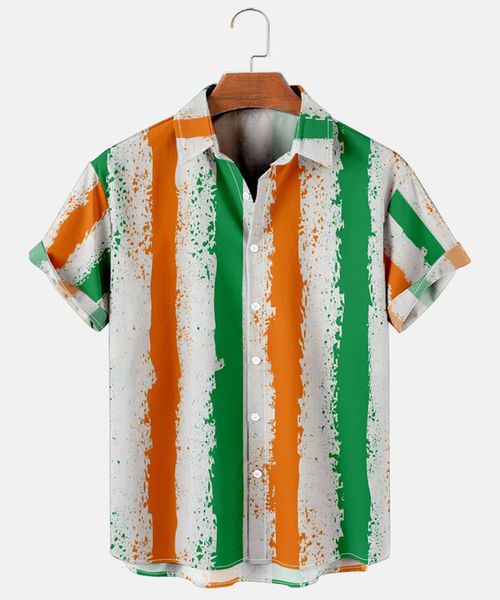 

men's casual shirts hawaiian shirt for men orange green striped refreshing beach style fashion trend shirt men and women seaside holida, White;black