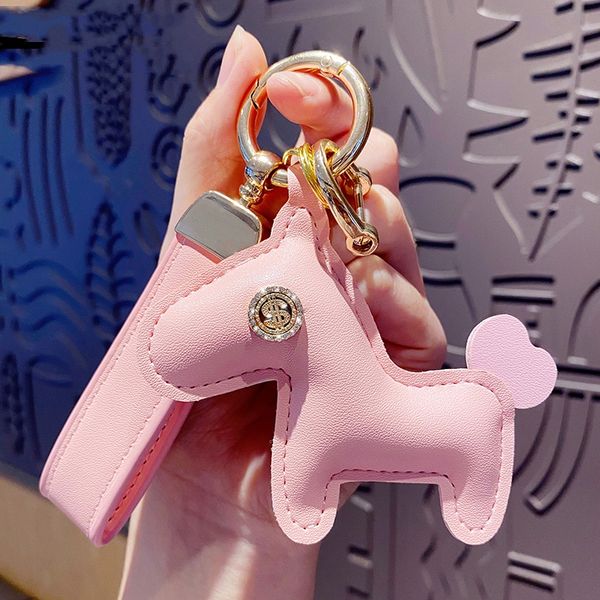 

leather exquisite keychain card holder luxury designer keys keychains cute for women men black white metal small jewelry accessories 19cl wh, Silver