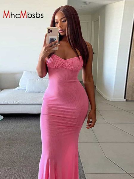 

party dresses halter mesh backless maxi dress women sleeveless beach casual long vestidos 2023 summer harajuku elegant fairy clothes y2303, White;black