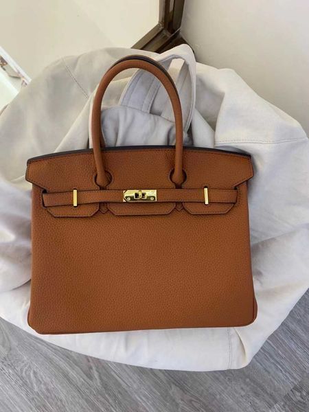 

birkins leather bag designer tote grain bag handbag women high-capacity purse fashionable classic and popular litchi single-shoulder ai1n