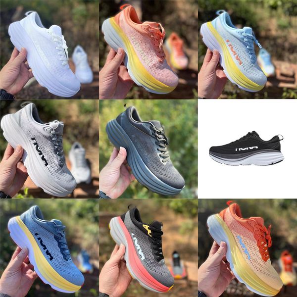 

running shoes one one bondi 8 sports shoes summer men women walking athletic shoes classic mesh breathable massage black white sneakers trai