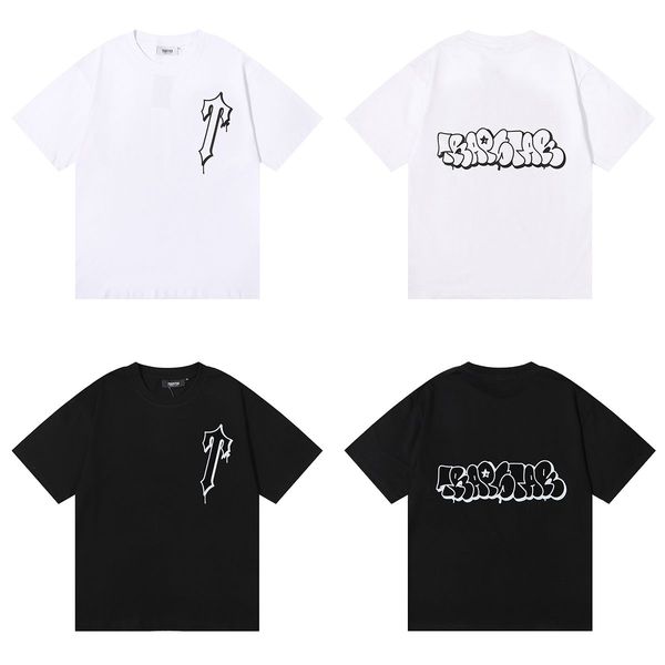 

mens t shirts women tees trapstar irregular letter printed cotton loose short sleeves, White;black