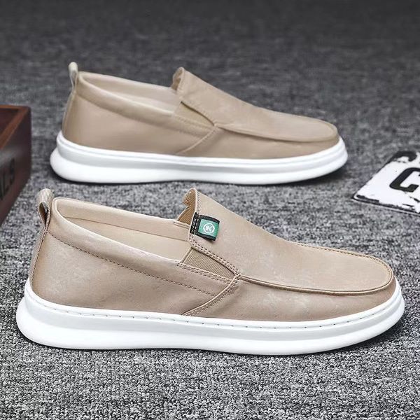 

dress shoes summer ice silk cloth fashion casual men s korean version of student trendy umbrella slip on slip 230322, Black