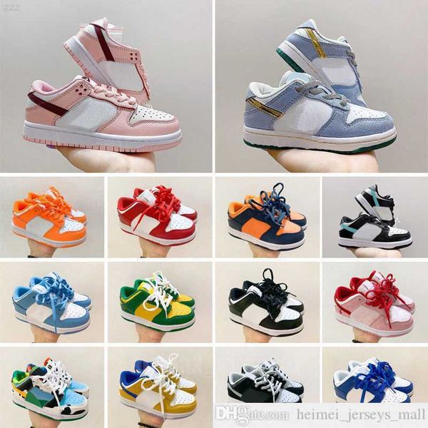 

2022 kids shoes for boy girl sports black white chunky low cows trainers boys and girls athletic outdoor sneakers dunks children eur 25-35