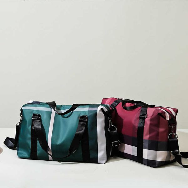 

duffel bags fashion lattice short distance travel bag portable large capacity out luggage dry wet separation sports fitness 230316