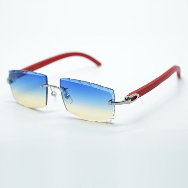 

cool sunglasses 3524031 with red wooden legs and 57 mm cut lens, White;black