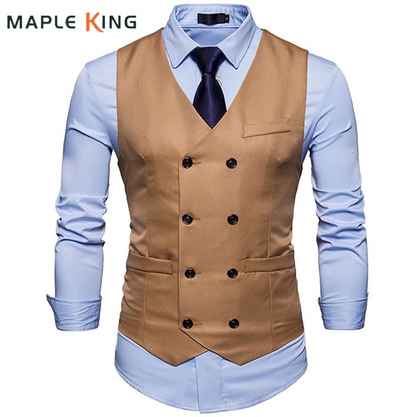 

men's vests brand dress vests for men casual slim fit mens suit vest double breasted waistcoat gilet homme formal business jacket xxl 2, Black;white
