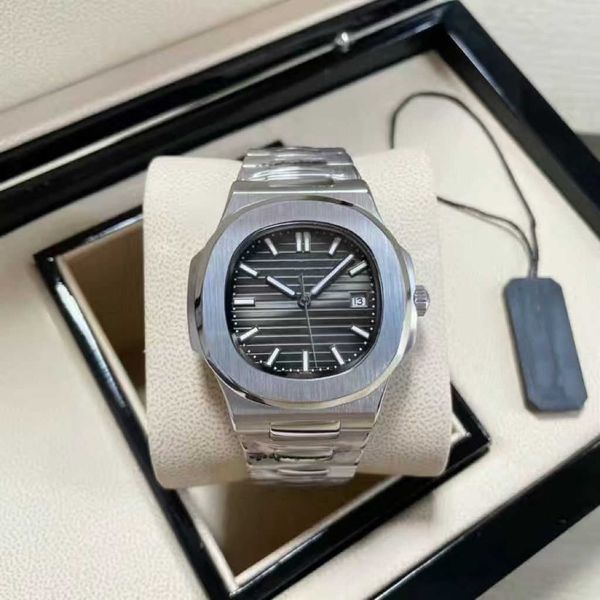 

square men petaks women nautilus watch philipees classic swiss luxury full-automatic mechanical sports series men's steel band waterpro, Slivery;black