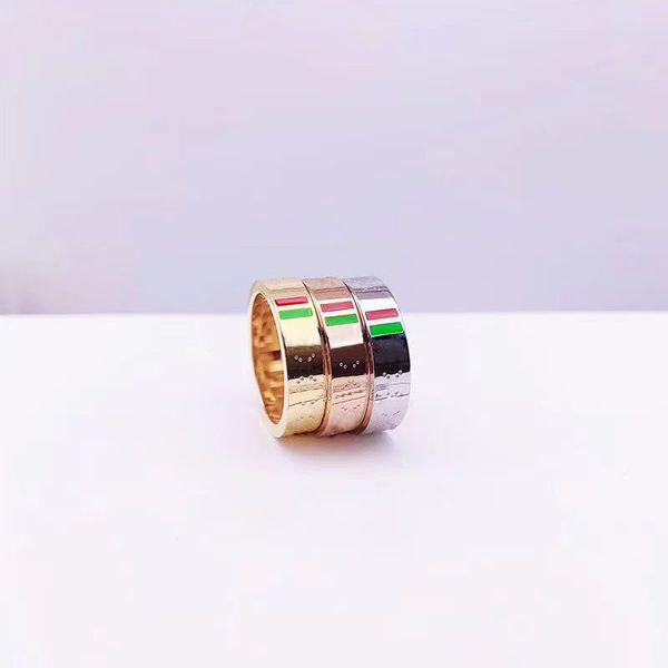 

letter designer ring red green stripe ring metal hiphop classic luxury jewelry versatile girlfriend luxury pretty womens wed promise engravi, Silver