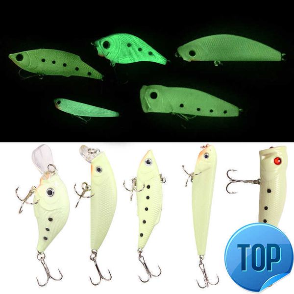 

1 pcs whole body luminous little fat man / pencil / vib / mino / boba hard bait 3d luminous bait artificial hard bend bait