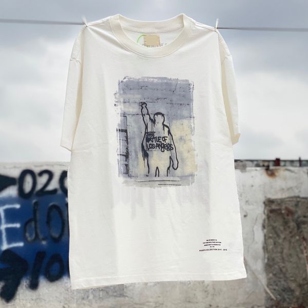 

2023 new cotton cloth t shirts mens fogss casual fashion los angeles battle limited design sense vintage wash old short sleeve high sence sh, White;black