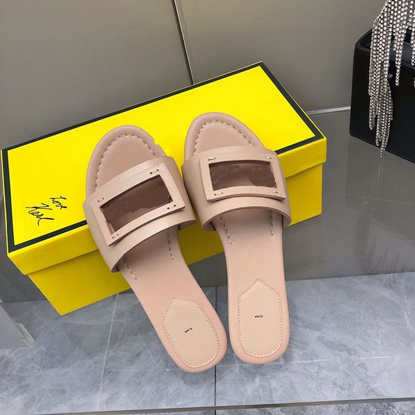 

luxury designer slippers beach sandals classic flat slide slippers woman 2023 summer cartoon fashion women shoes large size 35-41, Black