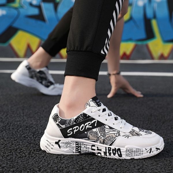 

dress shoes men sneakers casual lovers printing fashion flat tenis masculino vulcanized zapatos de hombreg87 230322, Black