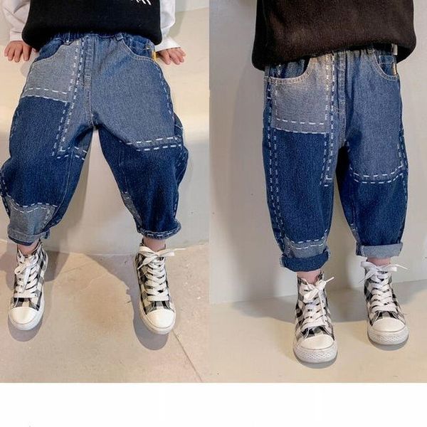 

jeans boys pants fashion jeans patchwork trend sport casual pants spring autumn teeage children's sweatpants baby kids trousers 230322, Blue