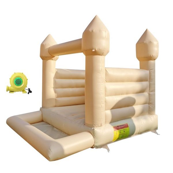 

pastel peach pink blue baby bouncer inflatable with pvc jump area and slide light pink bouncy castle for kids 1-8 years old indoor include b