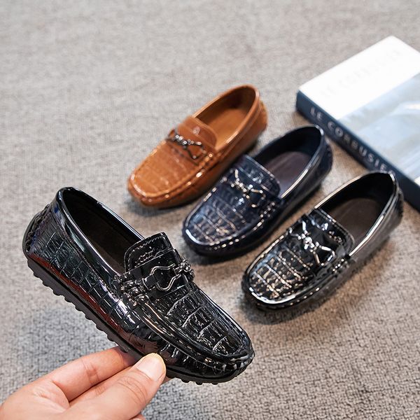 

sneakers boys versatile glossy leather shoes for party wedding shows kids fashion solid black flat nonslip children moccasin 230322, Black;red