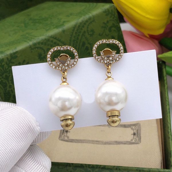 

letter double g logo designer earring stud earing luxury women fashion hoop jewelry metal ggity crystal pearl earring hgjfg, Golden;silver