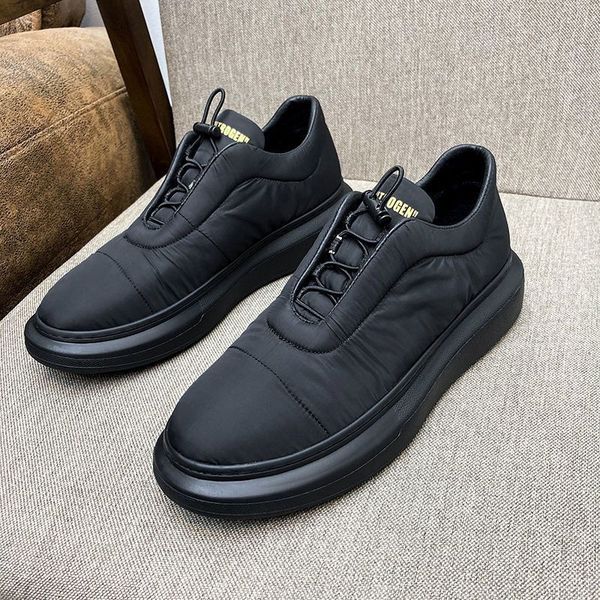 

dress shoes 2023 plush warm cotton for men fashion lace up casual sneakers male platform winter zapatillas hombre 230322, Black