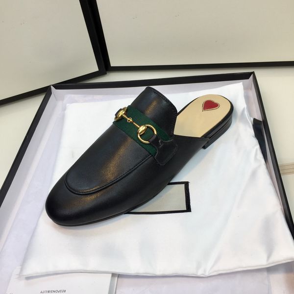 

luxury horseshoe buckle slippers embroidered casual shoes muller shoes black sheep leather slippers strawberry slippers sandals flat indoor