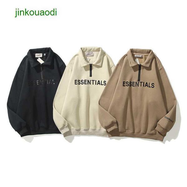 

fogg bieberkan essen double line high street plush zipper semi neck sweater men's fashion, Black
