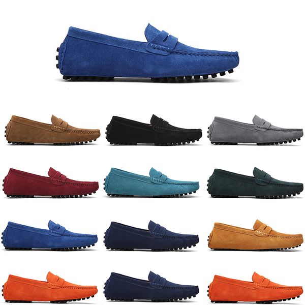 

non-brand men casual suede shoe mens slip on lazy leather shoe 38-45 fuchsia, Black