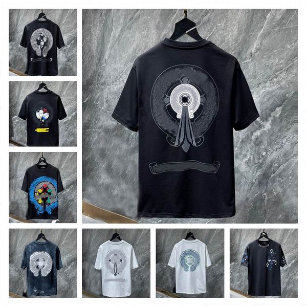 

2023 classic fashion mens t shirts t-shirts sanskrit letter t-shirt horseshoe cross pattern tshirts designers hip hop sweater woman summer, White;black