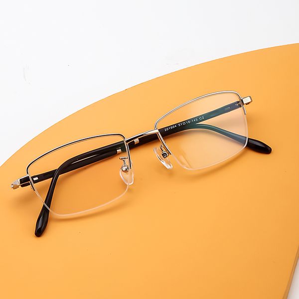 

business men's elegant simple myopia reading glasses frame ultra-metallic glasses temperament prescription glasses small face, Silver
