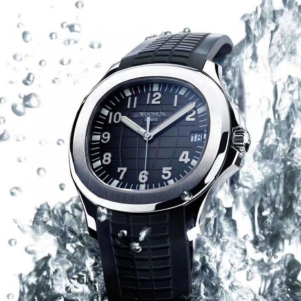 

men women watch glow luxury mechanical square fashion nautilus petaks philipees sports men's style handgrenade waterproof silicone 5167, Slivery;black