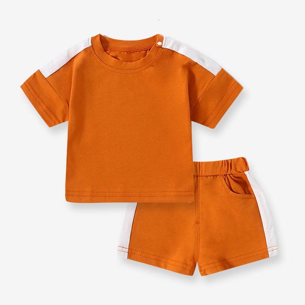 

clothing sets baby boys clothes sets summer born cotton shorts 2pcs tracksuits for boys toddler fashion sports suits 230322, White