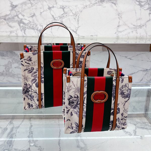 

tote bag handbags interlocking g logo large web stripe white cotton canvas brown leather trim fashionable women's classic designer bags