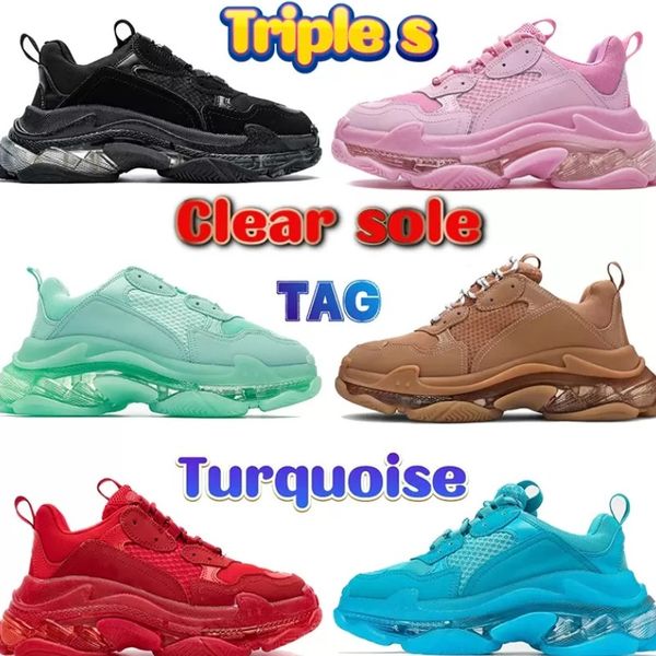 

platform casual shoes woman designer triple s sneakers paris vintage old dad shoe black white green clear sole flats men running outdoor spo