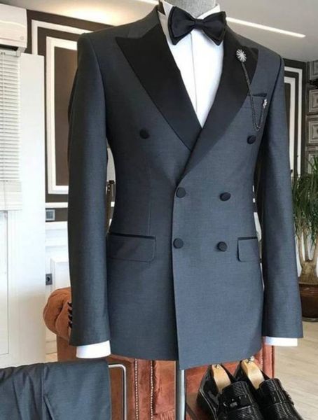 

men's suits blazers latest coat pants design grey blazer trousers men suits for business male jacket groom tuxedo 2pcs wide peaked lape, White;black