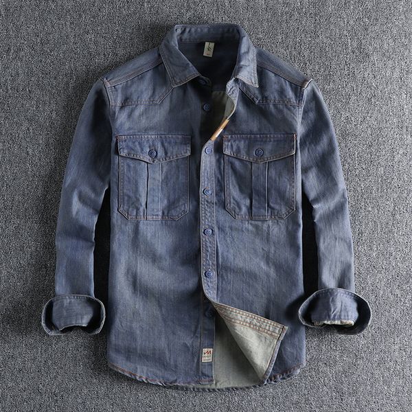 

men's casual shirts work clothes large pocket long sleeve shirt men's loose fit autumn and winter daily youth shirt boy's wea, White;black