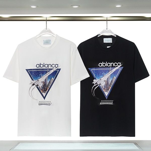 

mens shorts t shirt casablanca 23 early spring new aircraft alphabet logo printed t-shirt casual short sleeve size s m  xl 2xl 3xl, White;black